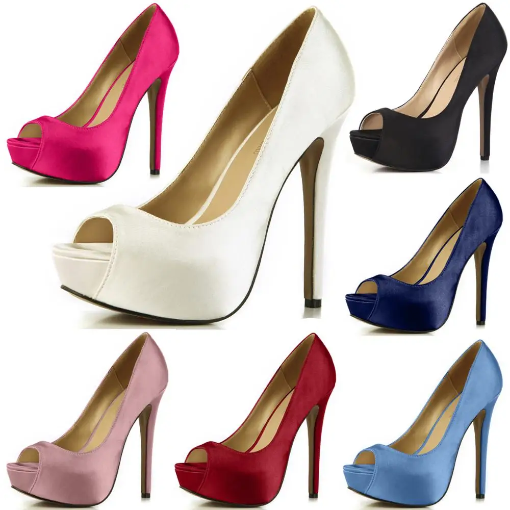 

CHMILE CHAU Ivory Satin Sexy Bridal Party Shoes Women Peep Toe Stiletto High Heels Platform Ladies Pumps Zapatos Mujer 3463B-h3