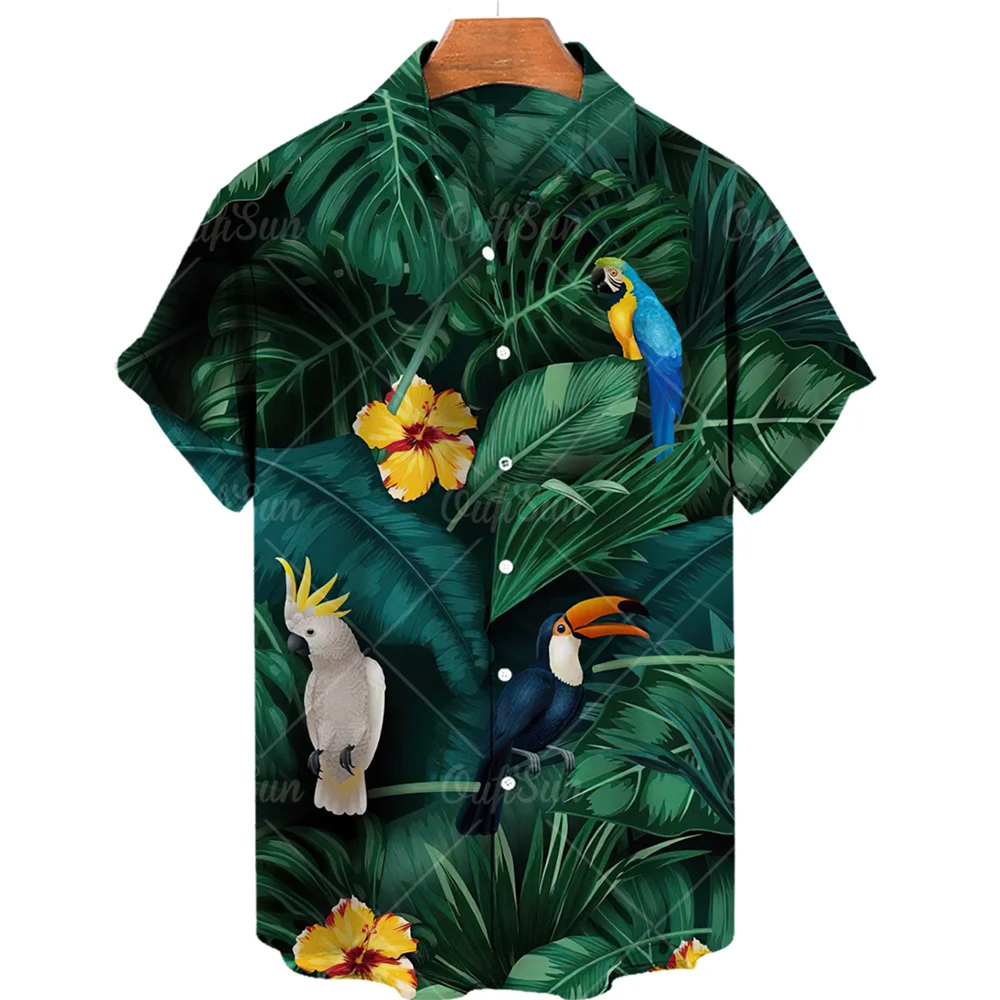 

Animal Print Summer Fashion Men's Hawaiian Shirt Short Sleeve Buttons Coconut Tree Print Casual Beach Aloha Shirt Plus Size 5XL