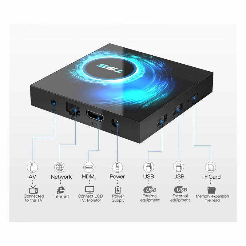 T95 Smart TV Box 6K 2.4G и 5G Wi-Fi Поддержка BT 32Gb 4K Четырехъядерный процессор Android 10 Медиаплеер