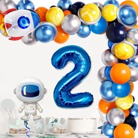 funmemoir space 2nd 3rd birthday party decorations for boy outer space balloon garland arch kit rocket astronaut foil balloons