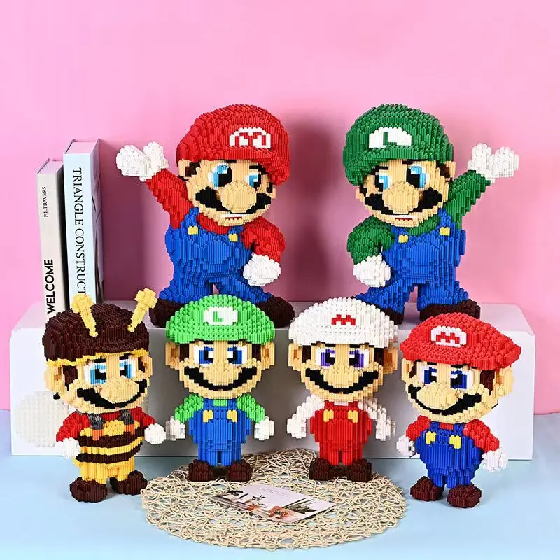 

Super Mario Bros Luigi Yoshi Bee mario Model Micro Building Blocks Bricks Kits Set Cartoon Anime Figures Toy For Children Gift
