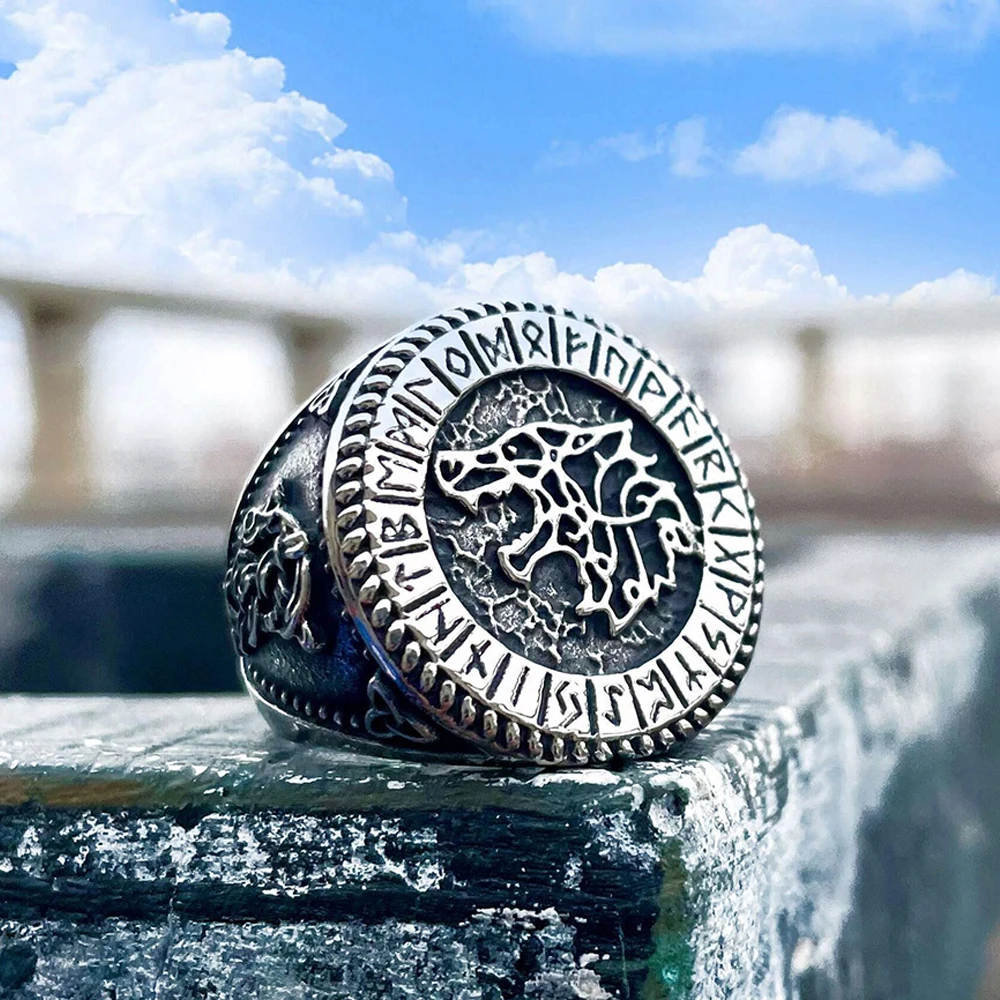 Мужское Винтажное кольцо в стиле панк из нержавеющей стали 316L