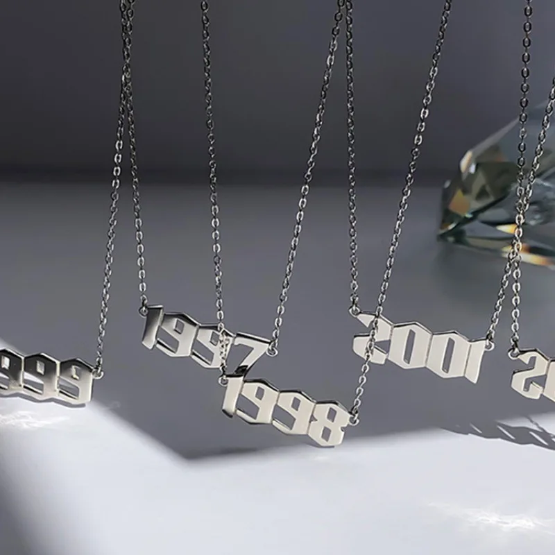 

Fashion Birth Year 1997-2001 Stainless Steel Necklaces for Women Choker Date Number Pendant Necklace Jewelry Commemorate Gifts