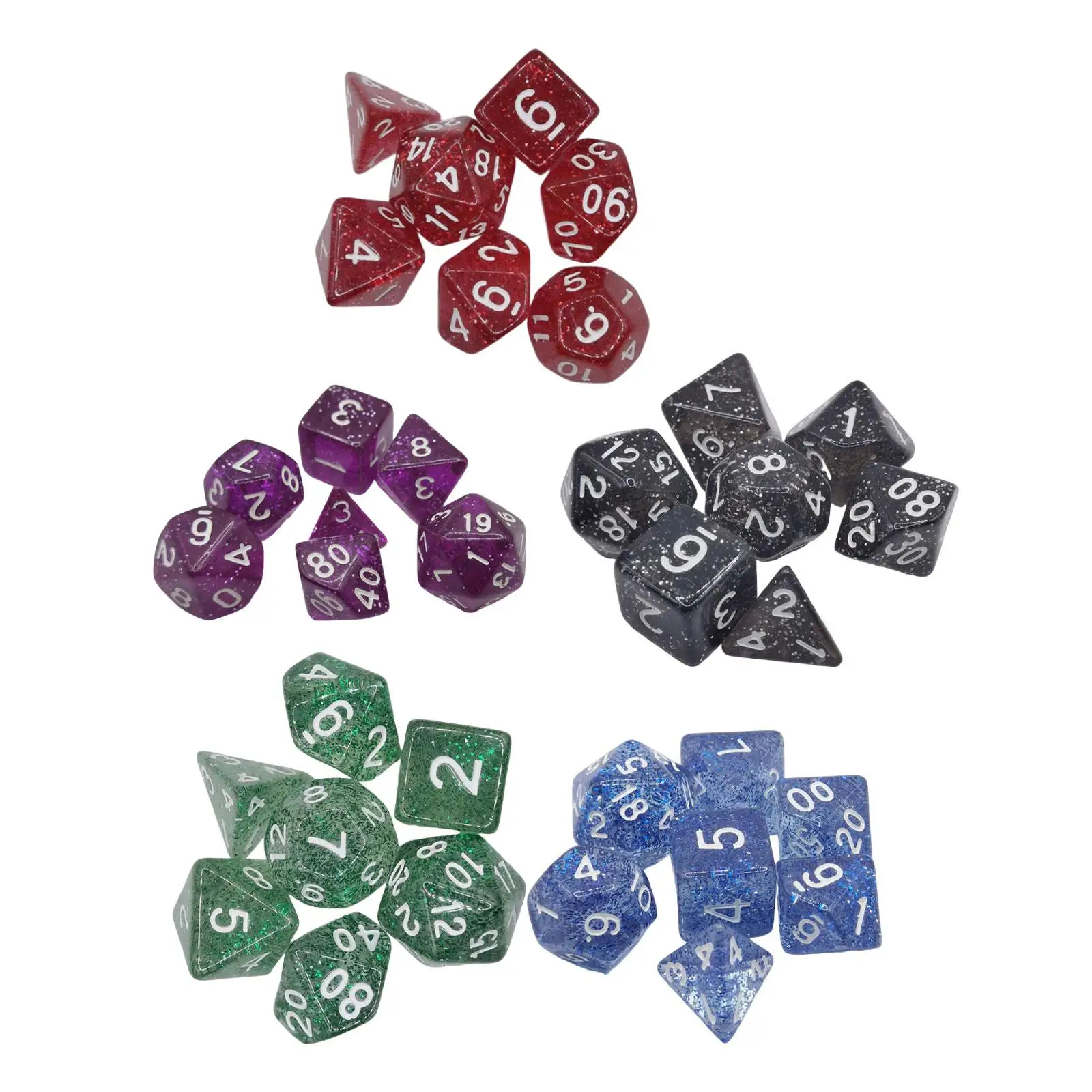 

7 Pieces Polyhedral Dices Set Lightwheigt Glitter Multi Sided Dice D20,D12,D10 (00-90 and 0-9),D8,D6 and D4. for Board Game