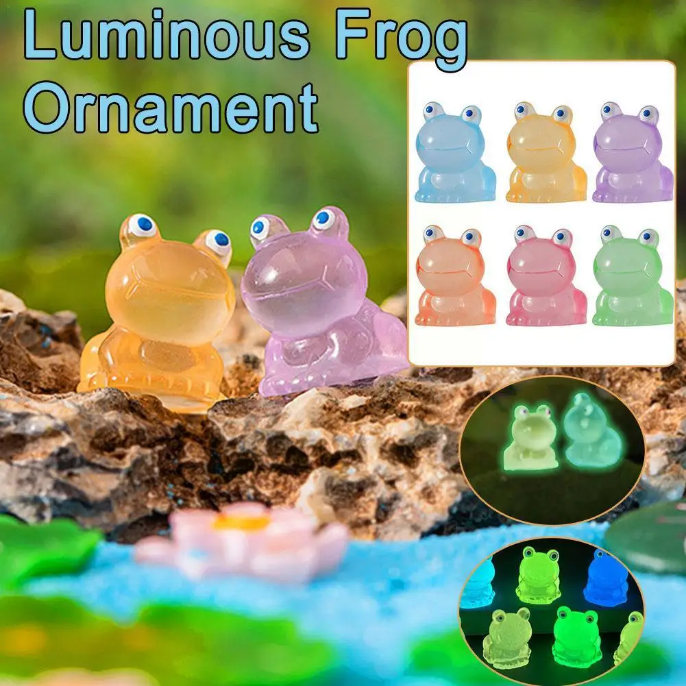 

Colorful Glow-in-the Dark Frog Ornament Micro-landscape Creative Ornament Resin And Random Arts Ornament Tabletop Moss Craf M1G1