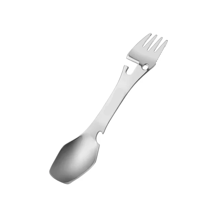 

5 in1 Utility Tactical Spork Outdoor Stainless Steel Spoon Bottle Opener Fork Knife Can Opener Combo Camping Utensil For Camping