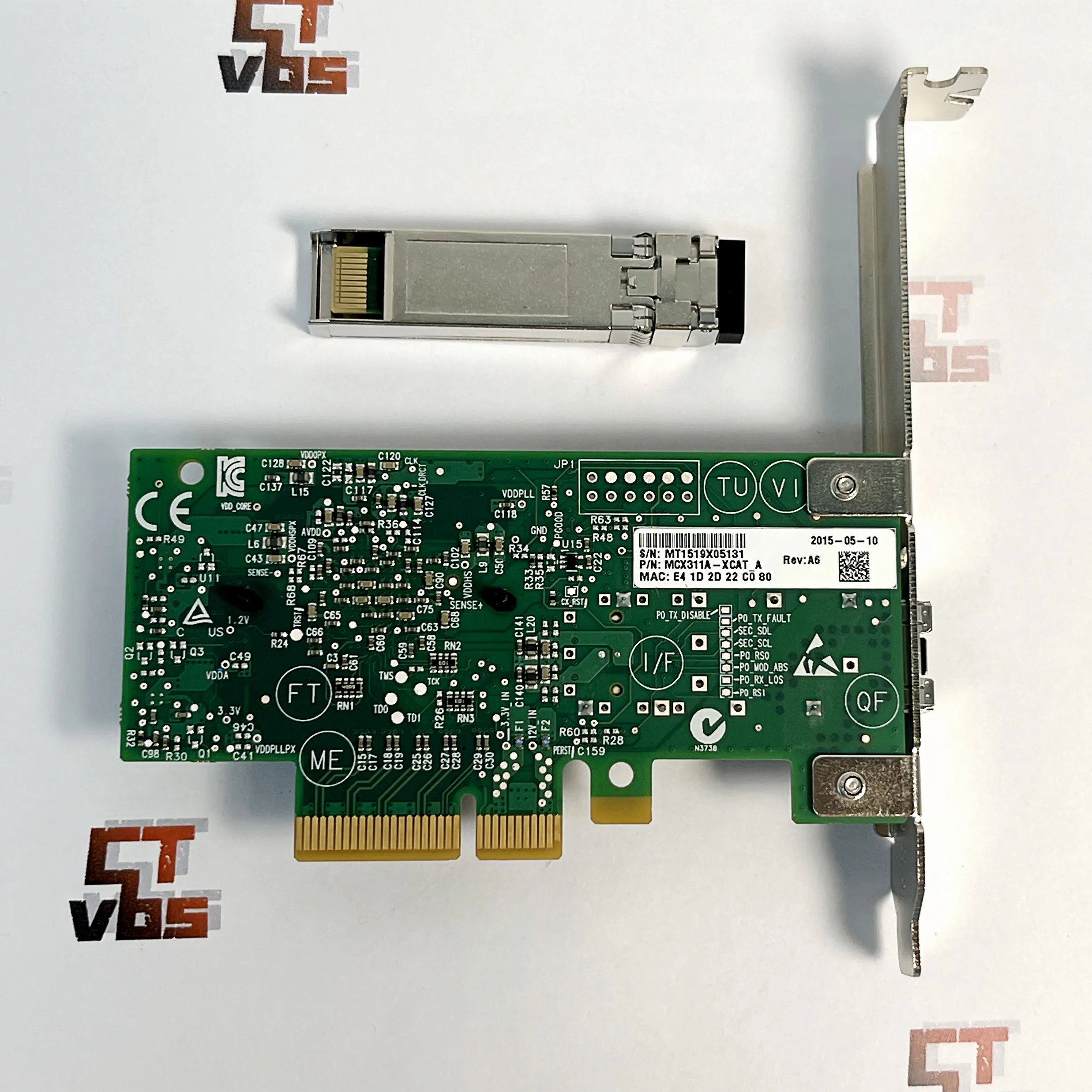 MCX311A-XCAT Mellanox ConnectX-3 EN CX311A 10G Ethernet 10GbE SFP+ PCIe NIC Adapter w/ 10G SFP Fiber Optic Module