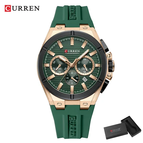 Мужские кварцевые часы URREN водонепроницаемые с подсветкой