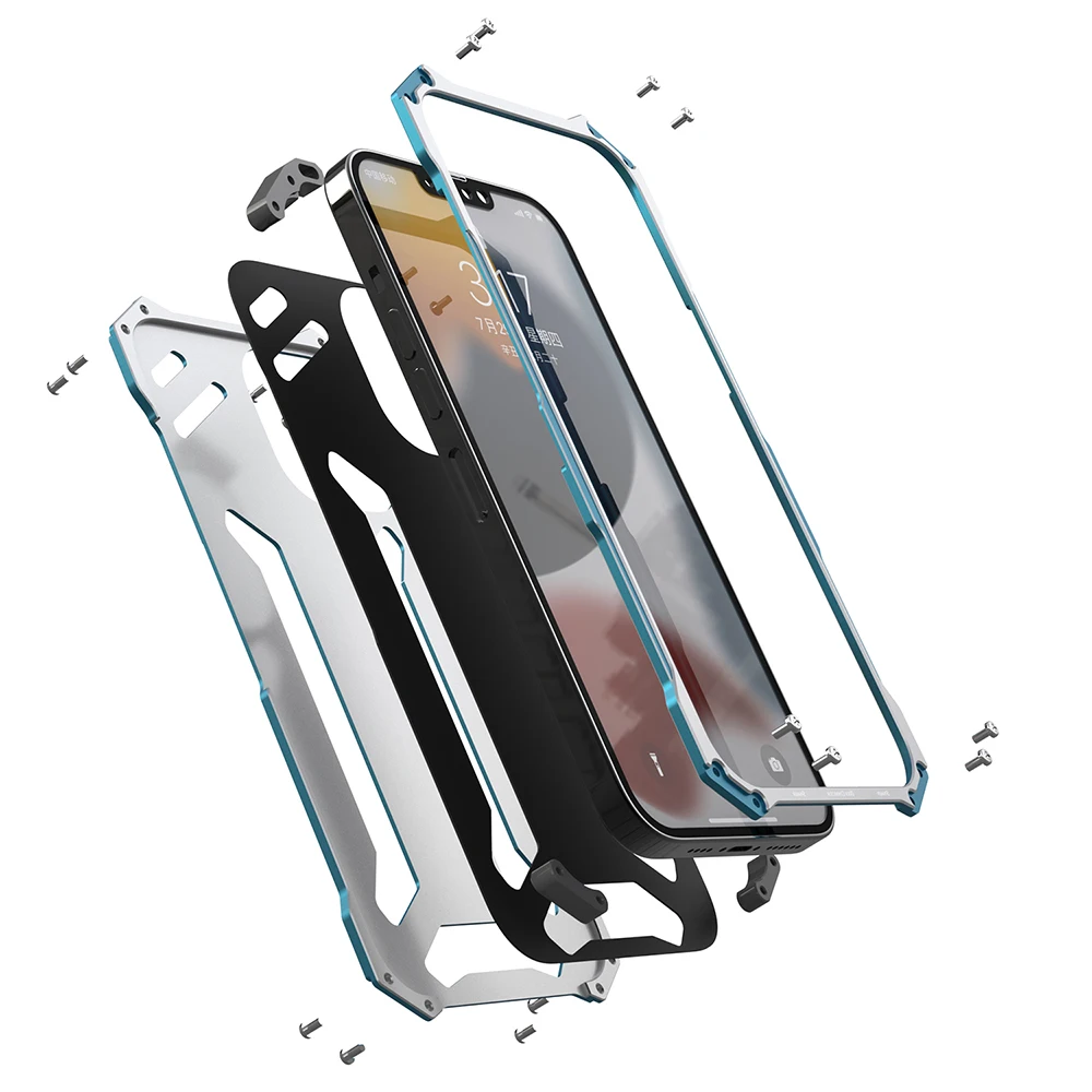 Kup Oryginalny R-JUST Metalowy Futerał Na Zbroję Dla Iphone 14 Pro Max 12Mini Odporny Na Wstrząsy Pokrowiec 13 11 SE XR Xs 8 7 Plus Chroń Telefon Coque Funda