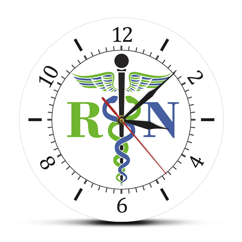 

Medical Symbol Caduceus Printing Wall Clock For Clinic Decor Medical Treatment Insignia Nursing Silent Non-ticking Wall Clock