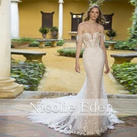 nicolle eden customized mermaid wedding dresses 2022 sweetheart a line backless lace appliques robe de soir%c3%a9e vestido
