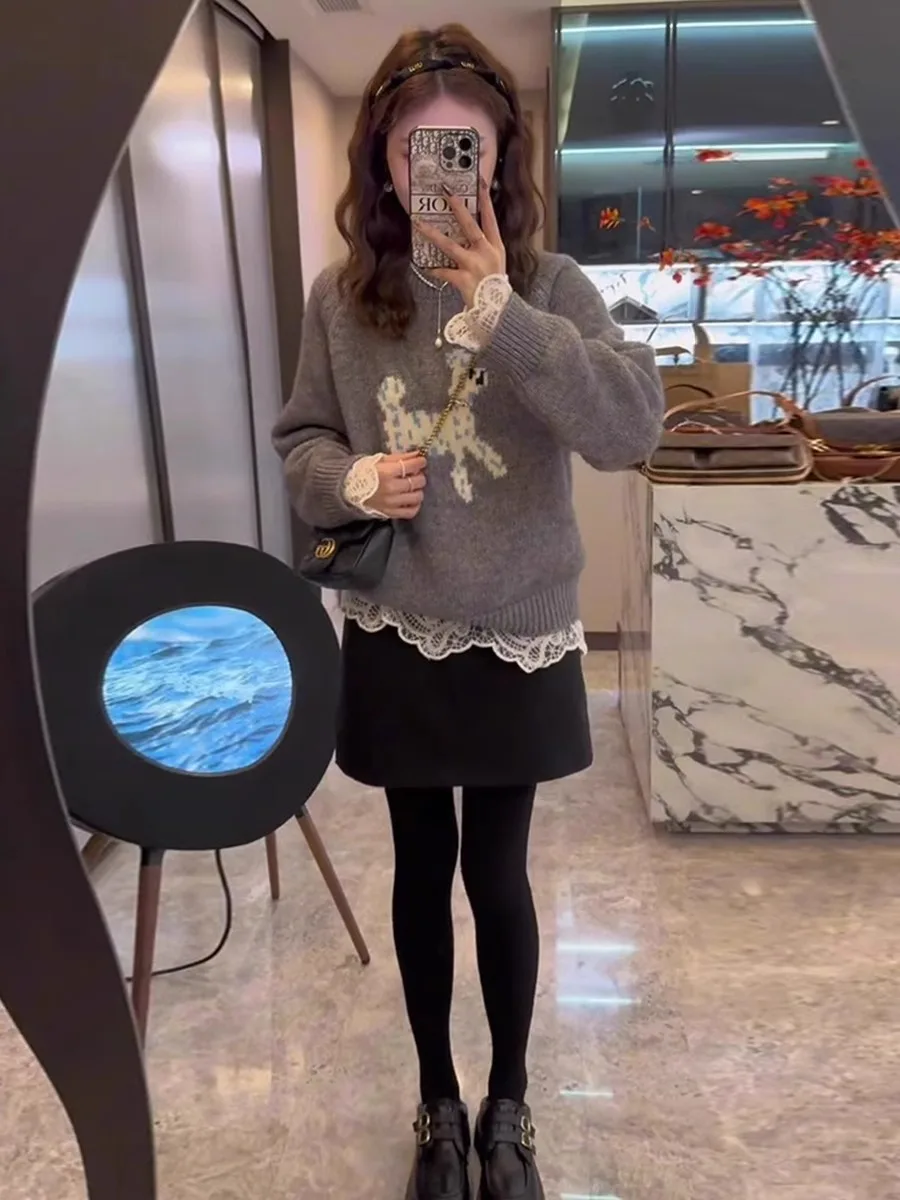 Осенне-зимний свитер соответствующий полный комплект новинка 2024 корейская серия