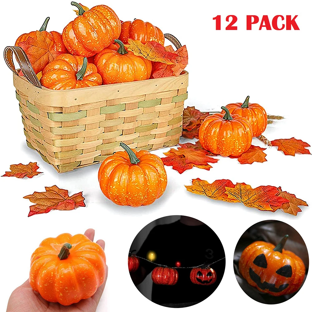 

12Pcs Mini Artificial Pumpkin Fake Vegetable Simulation Halloween Artificial Pumpkin DIY Craft Home Party Halloween Decoration