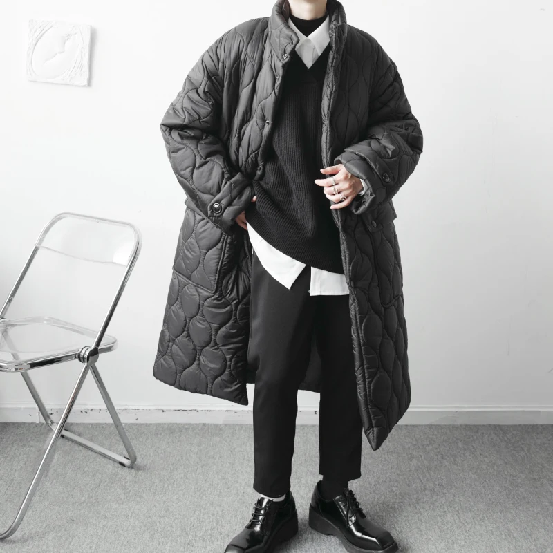 Winter Black Long Coat Men Warm Fashion Oversized Thick Coat Men Japanese Streetwear Loose Thicken Jacket Mens Parker Overcoat