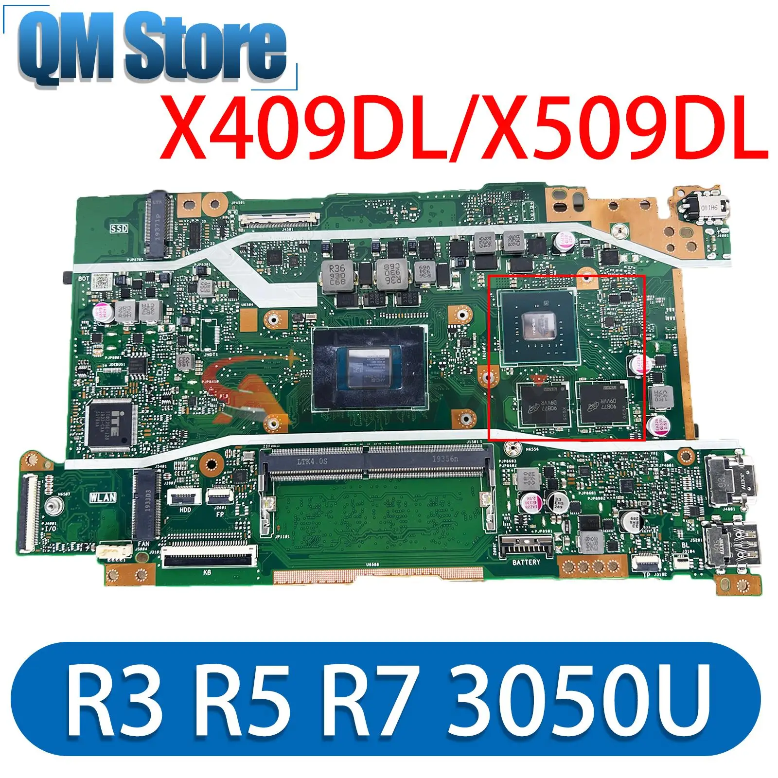 

Материнская плата для ноутбука X509DA P1510CDA X509DAP X409DL X409DA M409D M509D D409D D509D Y5200D FL8700DA X409DJ, материнская плата 3050U R3 R5 R7