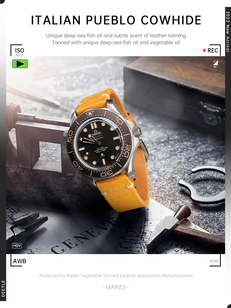 Premium Quality Cow Leather Strap For Rolex Omega Accessories Watchband Vintage Frosted Quick Release Watch Band