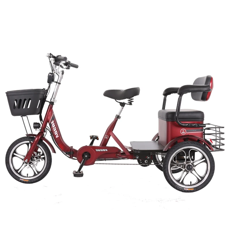 LYN для пожилых людей с педалью электрический трехколесный велосипед двойного