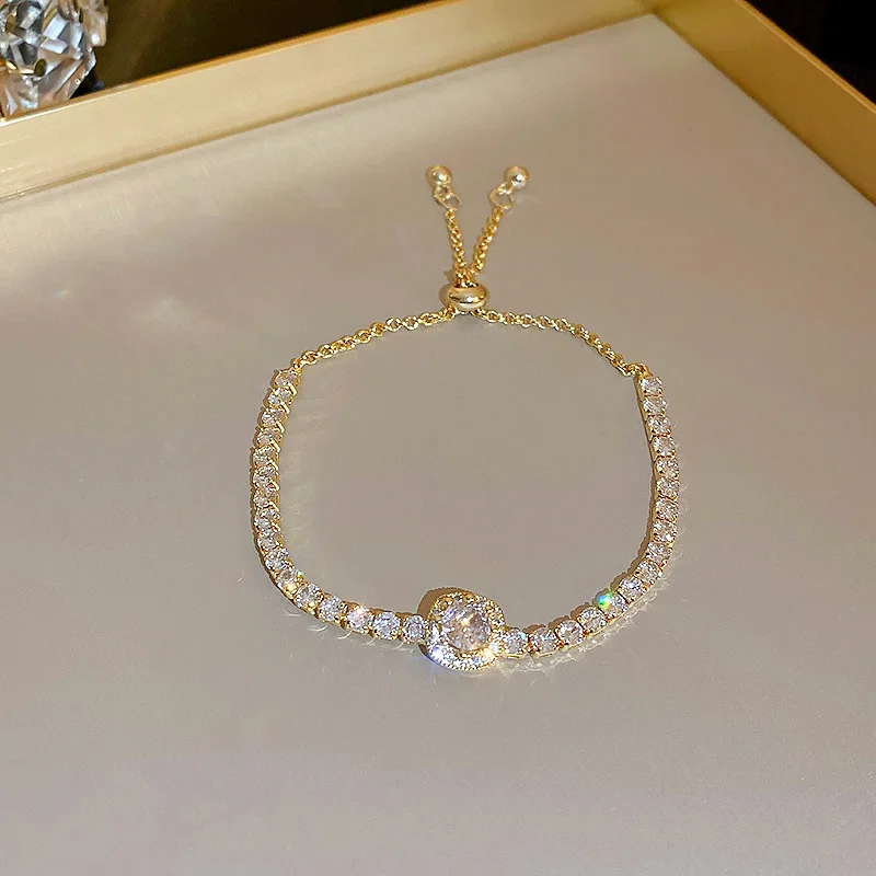 

Luxury 18K Gold Plated Bracelets For Women Full of Sparkling Rhinestones Braccelet Adjustable Fashion Zircon Jewelry Gifts