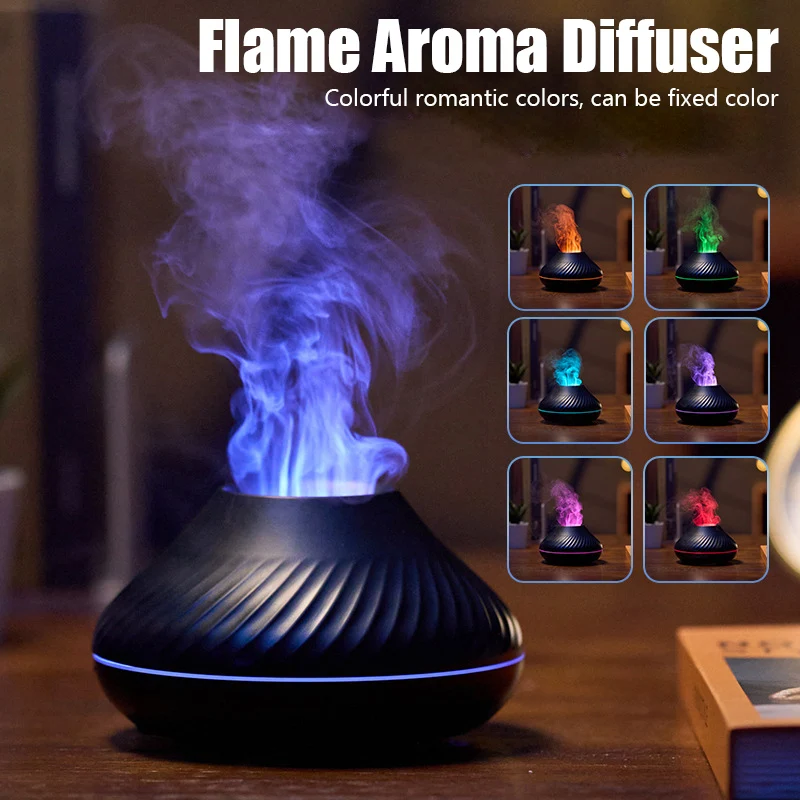 

Portable Flame Essential Oil Fragrance Diffuser USB Ultrasonic Air Freshener With Colorful Night Light Home Purifier Humificador