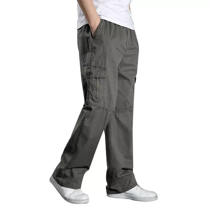 

2023New Men Harem Cargo Pants Big Tall Men Casual Many Pockets Loose Work Pants Male Straight Trousers Plus Size 4XL 5XL 6XL