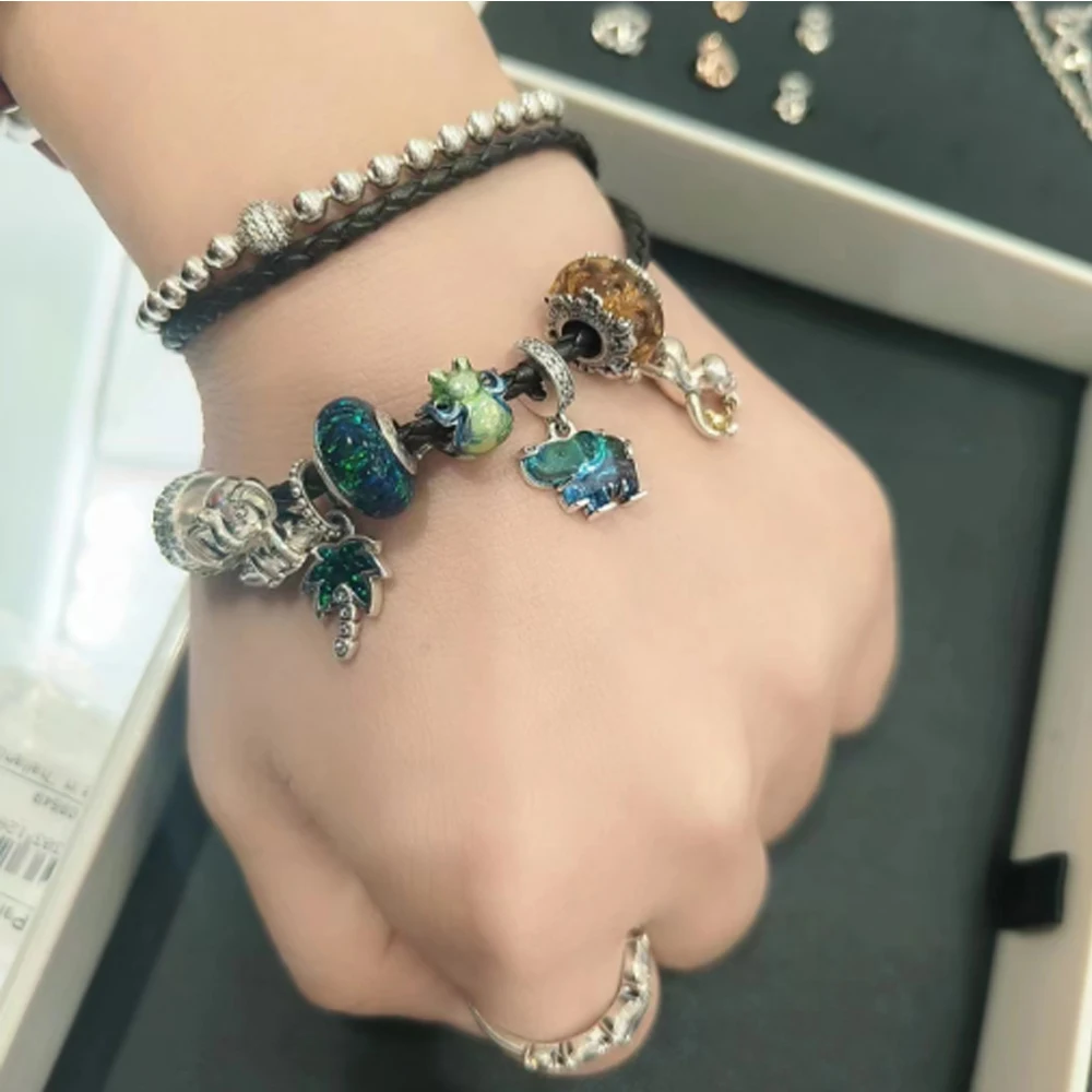 Зеленый цвет стерлинговое серебро 925 пробы лягушка кленовый лист черепаха и