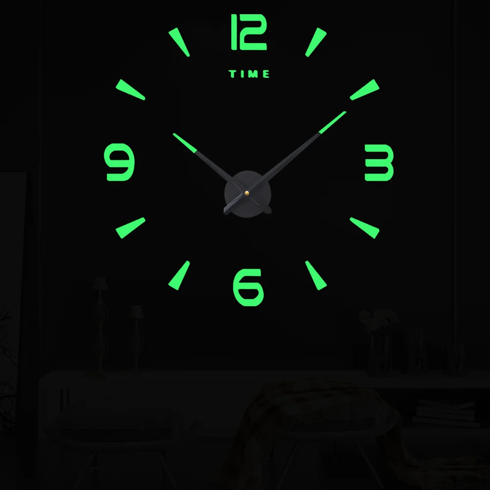 

Luminous Acrylic Large Wall Clock Quartz 3D DIY Big Watch Decorative Kitchen Clocks Sticker Oversize Wall Clock Home House Decor