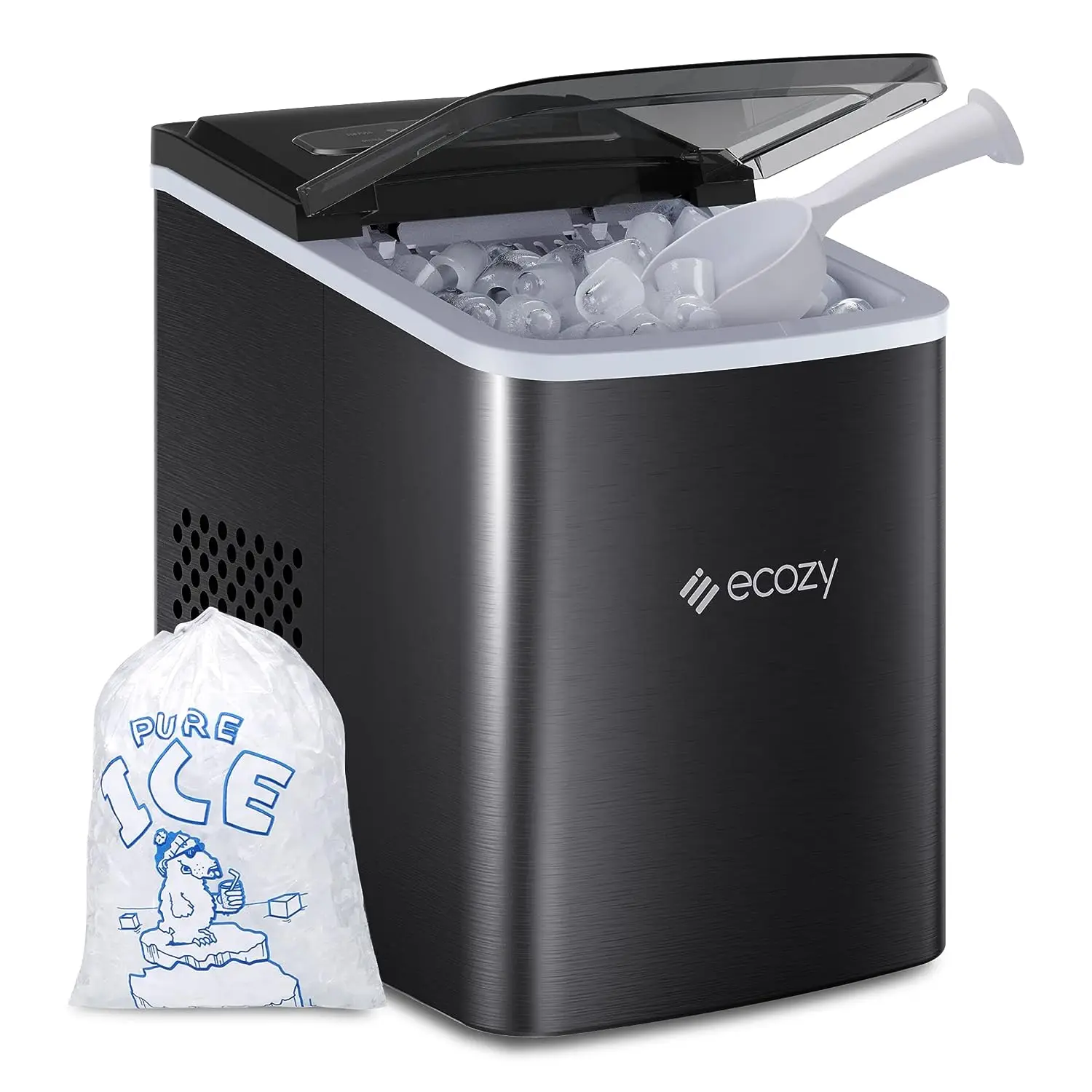 

Portable Ice Maker Countertop, 9 Cubes Ready in 6 Mins, 26 lbs in 24 Hours, Self-Cleaning Ice Maker Machine with Ice Bags/Ice Sc