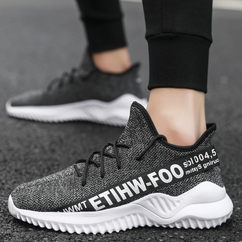 Trend Men Running Shoes Outdoor Men Athletic Sports Sneakers Flying Woven Man Jogging Shoes Gym Walking Footwear Plus Size 39-48