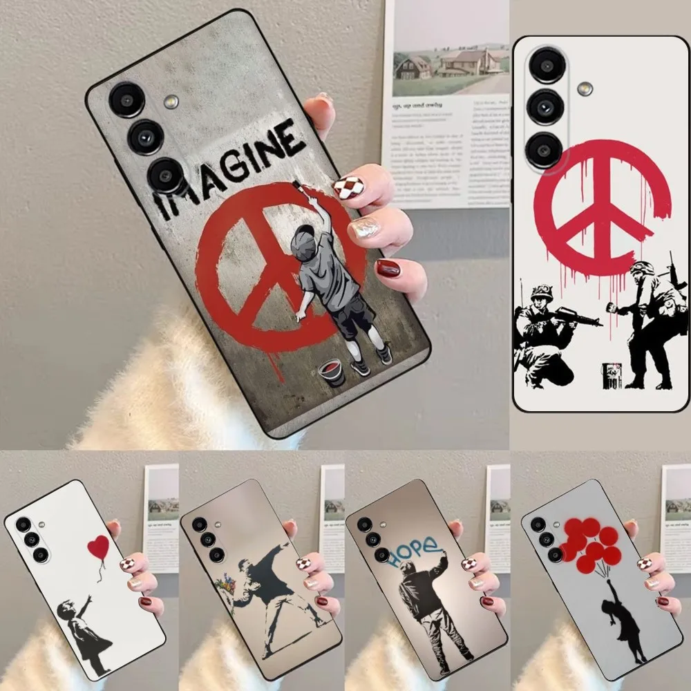 Street Art Banksy Graffiti Phone Case For Samsung S24 23 22 30 21 10 9 Ultra Plus Lite FE Soft Silicone Black Cover