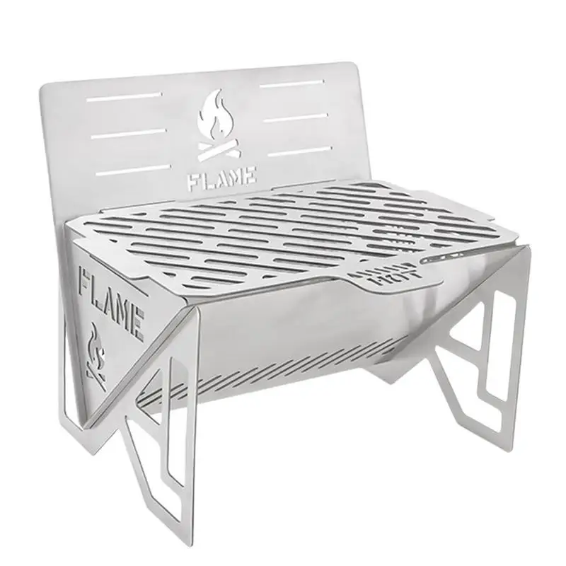 

Camping Grill Charcoal Burning Camp Stove Folding Stainless Steel Grill Barbecue Desk Tabletop Outdoor Stainless Steel Smoker