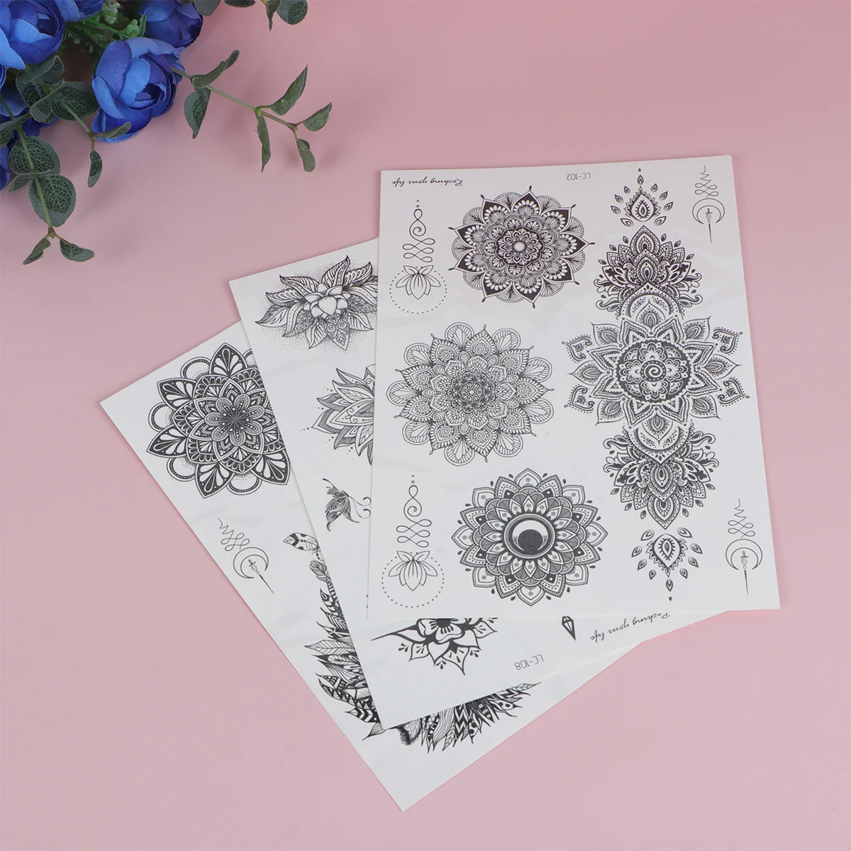 

Sheets of Stickers Black Adhesive Flower Mandala Stickers for Party