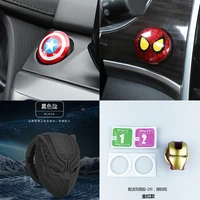 marvel 1pcs spiderman iron man car interior sticker anime figure car engine ignition start switch button cover trim stickers toy