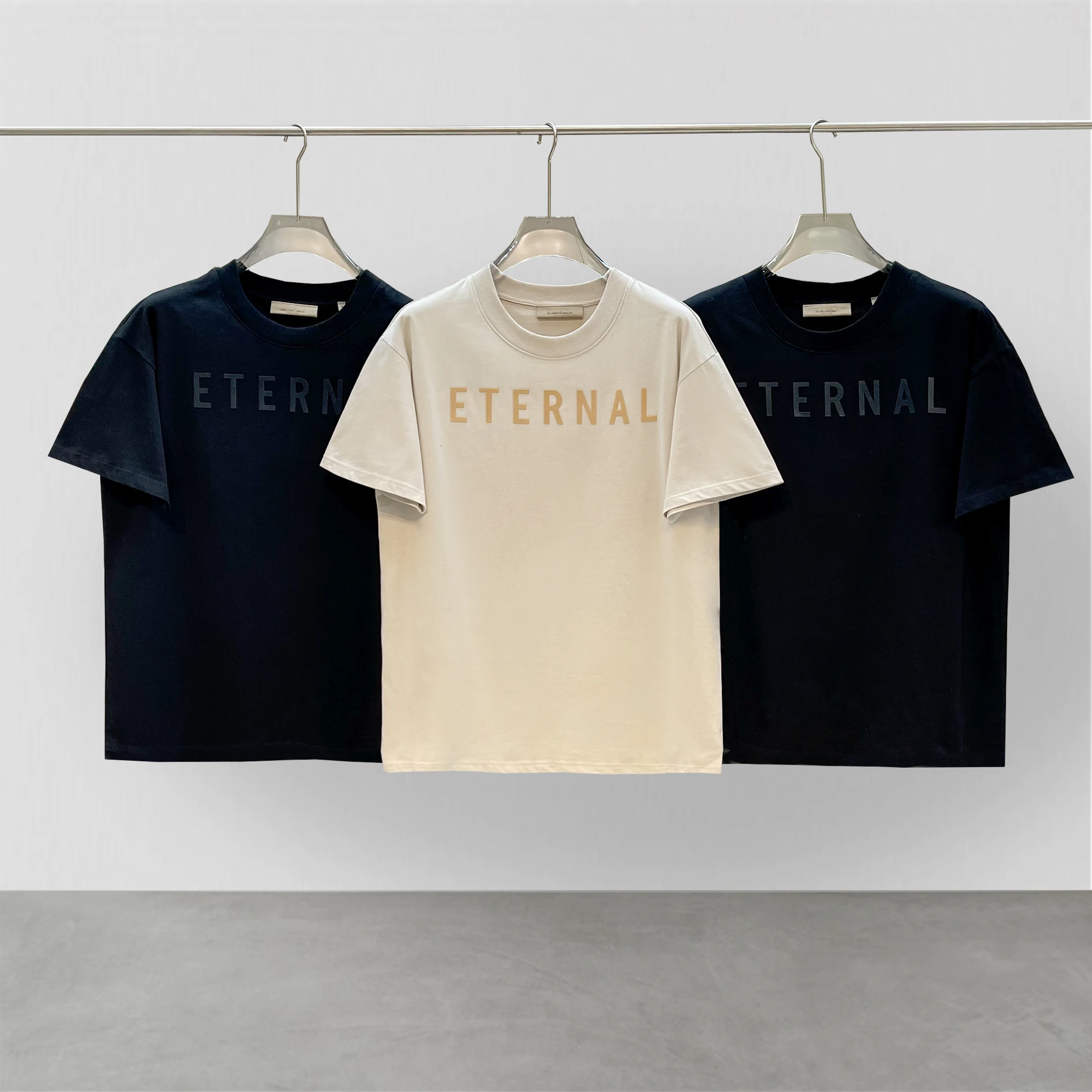 Essentials T-shirt Season 8 new ETERNAL flocked printed cotton tee street fashion brand oversize hip-hop loose short sleeve