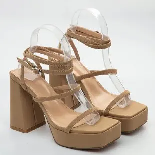 High Heels Sandals Woman Summer Shoes 2023 Trends Chunky heel Platforms Strappy Naked Sexy Elegant Party Luxury Designer Green