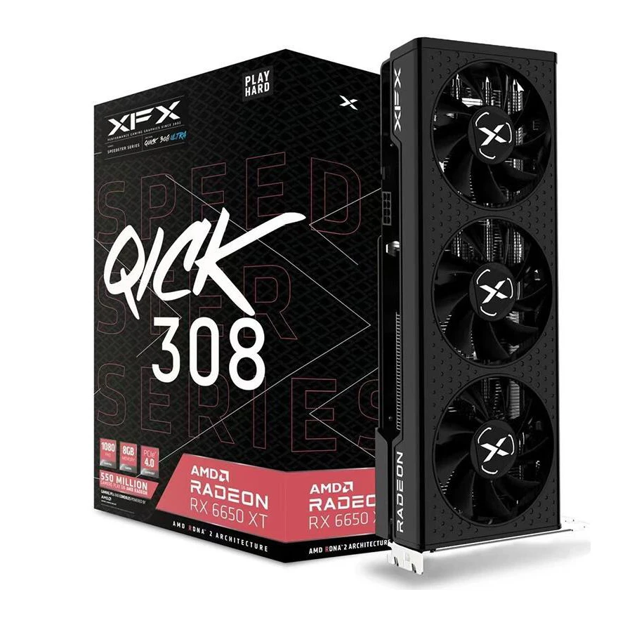 [해외] 새로운 XFX RADEON RX 6650XT 8G 마이닝 비디오 카드  AMD RX6650XT 8GB 6000 QICK V2 308 데스크탑 그래픽 카드 2689MHz PC GPU