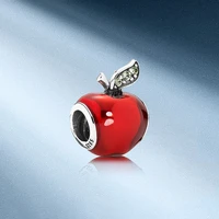 popular 925 solid silver beads the white snow red apple charms mybeboa fit pandora original bracelet women diy jewelry gift