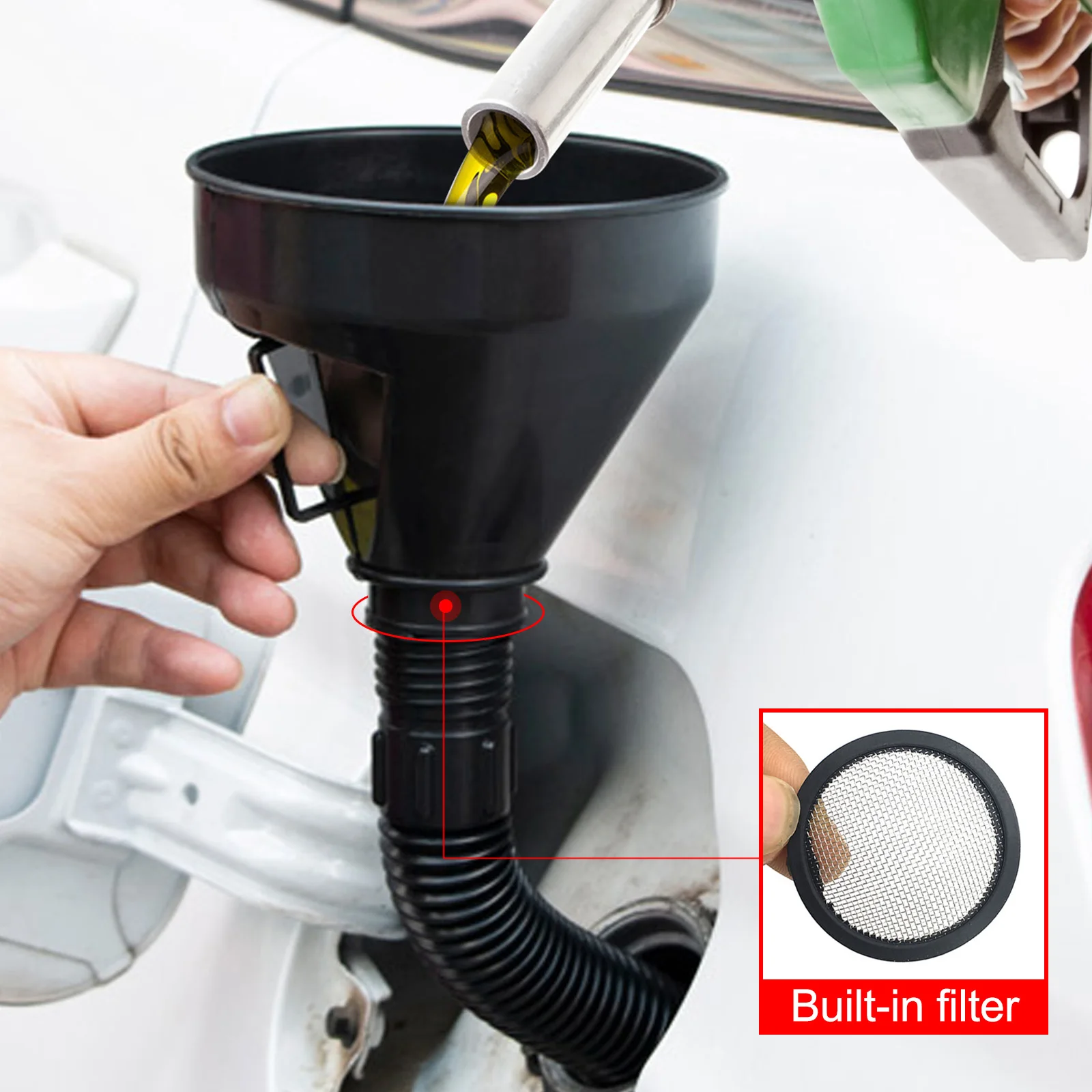 

Refueling Funnel with Filter Motorcycle Gasoline Engine Car Motorcycle 2 in 1 Refueling Funnel Fuel Filling Funnel Tool