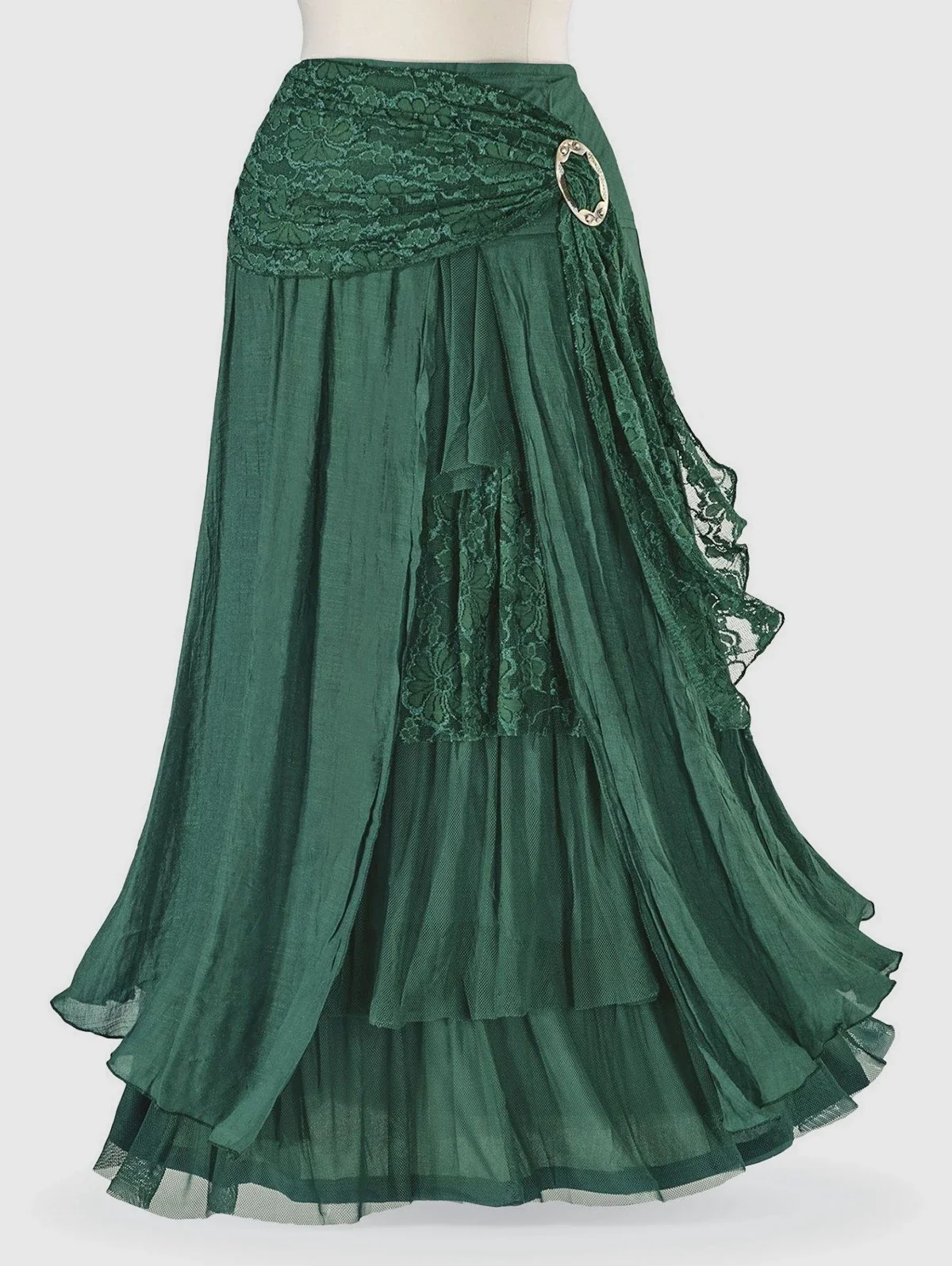 Элегантная кружевная Асимметричная юбка Женская винтажная многослойная макси в