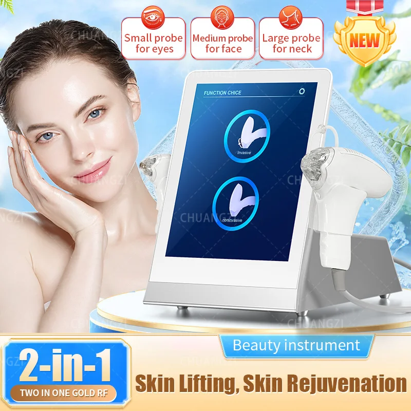 

The latest 2-in-1 non-invasive Gold RF machine rejuvenation facial care Rf machine beauty equipment