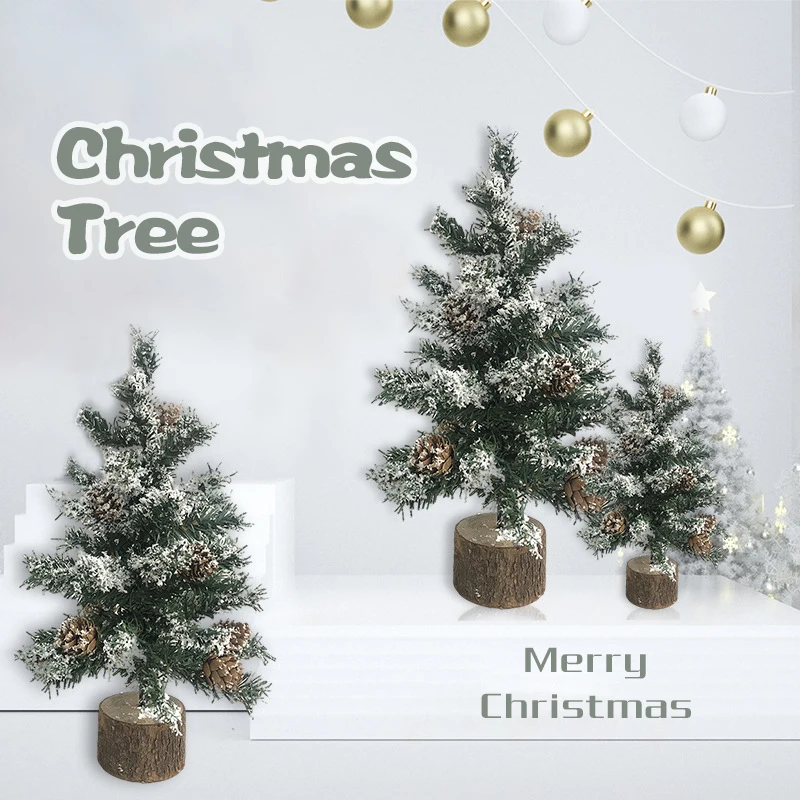 

20-40cm Mini Christmas Tree with Snow Pine Cone Decor Artificial Plants for Home Office Window Garden Decoration Christmas Gift