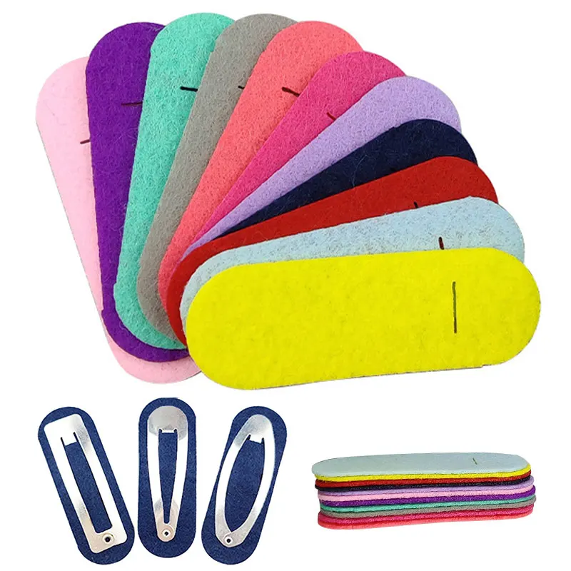 100-20pcs/lot Color Oval Felt Cutted Appliques 6cm 7cm White Black NON-WOVEN Patches for DIY Hairpin Hairclips Headwear Material
