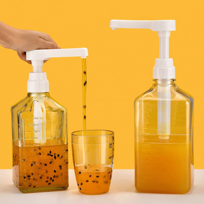 

10/15/20/30CC Liquid Dispenser with Scale Coffee Syrup Drip Bottle with Hydraulic Pump Nozzle Head Kitchen Honey Jar Container