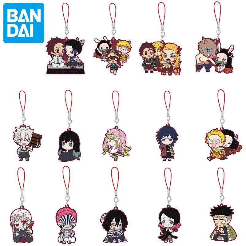 

Bandai Genuine Demon Slayer Gashapon Rubber Pendant Toys Anime Character lKamado Tanjirou Akaza Action Figure Model Capsule Doll