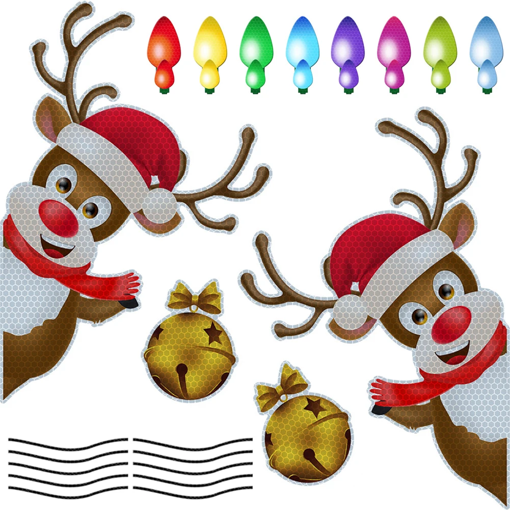 

Christmas Sticker Car Decoration Refrigerator Magnet Decoration Bulb Christmas Festival Reflective Luminous Sticker Garage Decor