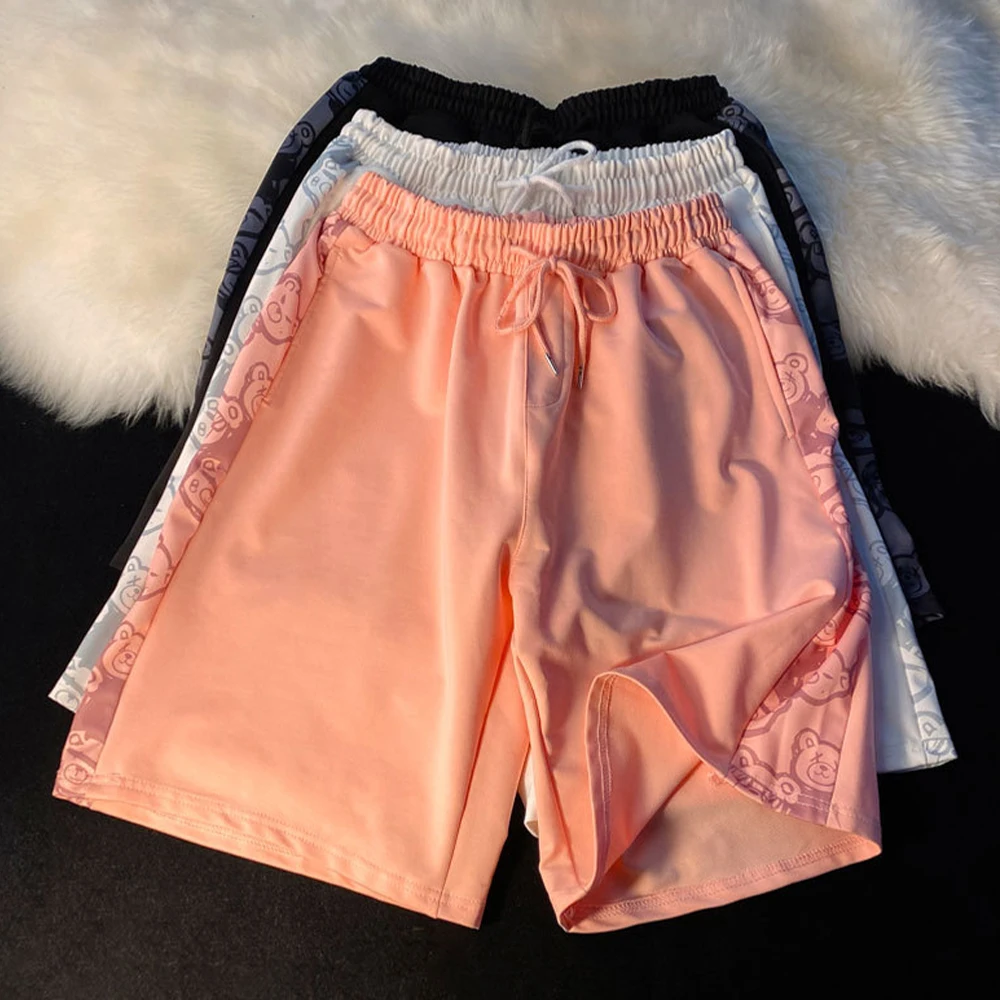 

Summer Casual Bear Print Running Loose Elastic High Waist Baggy Women Shorts Bikers Shorts Woman Cycling Pants Man Swimwear
