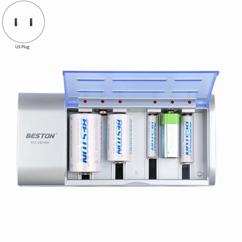 

Beston 9V ni-mh аккумулятор 6 слотов многофункциональное зарядное устройство для батарей типа AA/AAA/C/D зарядное устройство-US вилка без индикатора