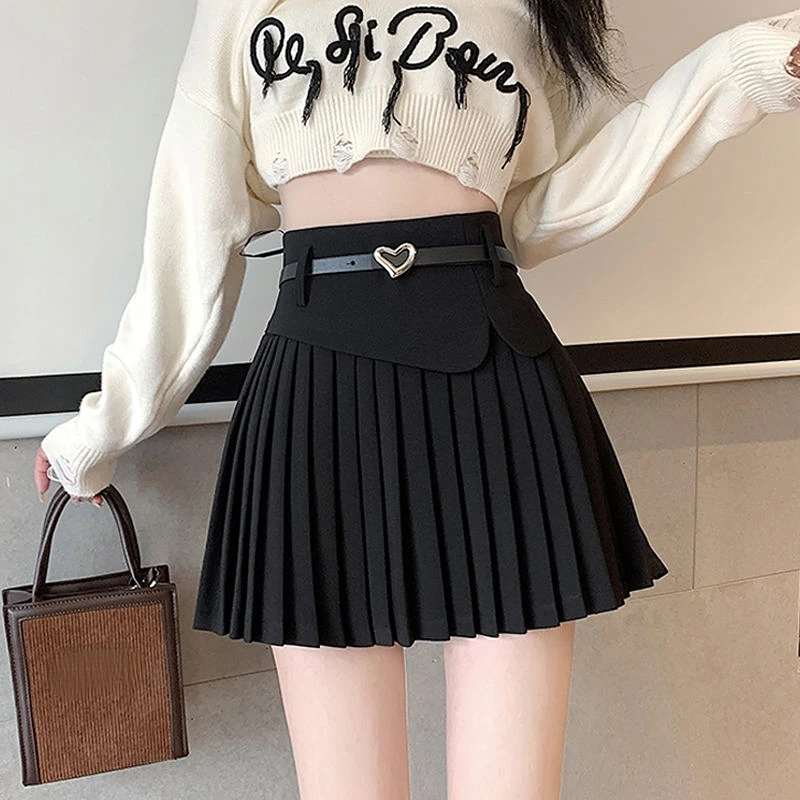 

Chic Woolen Pleated Skirt Women 2023 Winter Short Skirts Apricot Coffee Black High Waist A-line Slim Sexy Lady Saia 4XL Q38