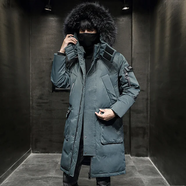 Luxury brand Fashion Real Fox Fur Collar Men's Winter Jacket Hooded Thick Warm Long Waterproof White Duck Down Coat Man Parkas O
