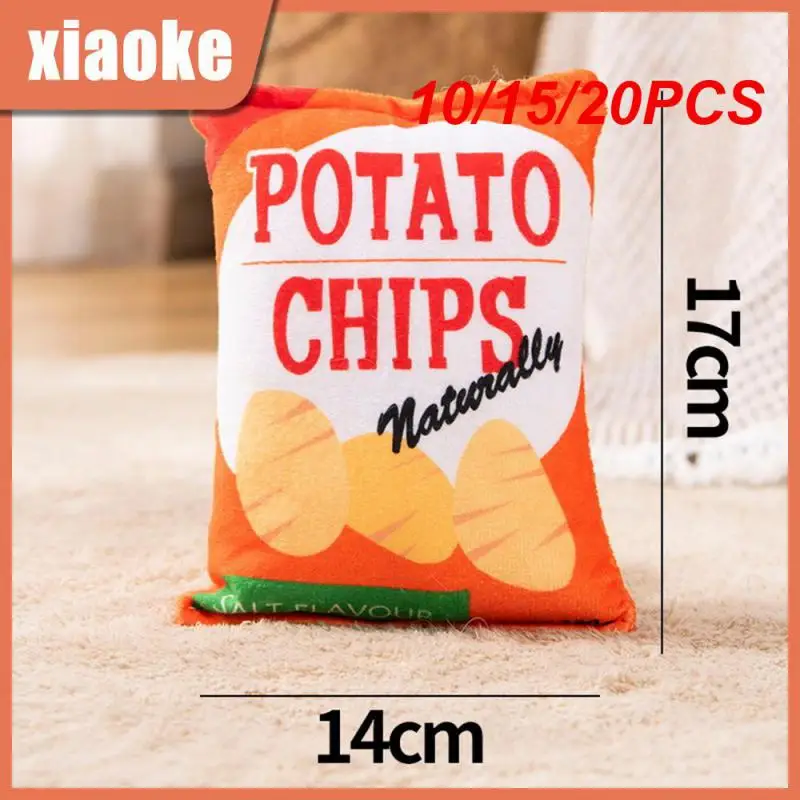 

10/15/20PCS Bite Resistant Pet Toys Potato Chip Series Portable Pet Noise-making Paper Toys Soft Loud Paper Toys Dog Accessories