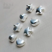 1pc s999s925 sterling silver heart star spacer beads charm beads diy bracelet necklace fine jewelry making